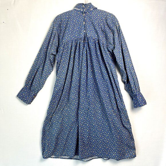 VTG‎ unbranded Cottage Prairie Blue Tent Smock Dress Ditzy floral poppies Med - Picture 5 of 8